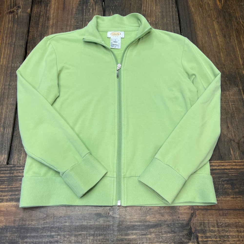 Talbots Petites Light Green Zip Up Jacket Sweatshirt Women's P/ XS, cotton blend